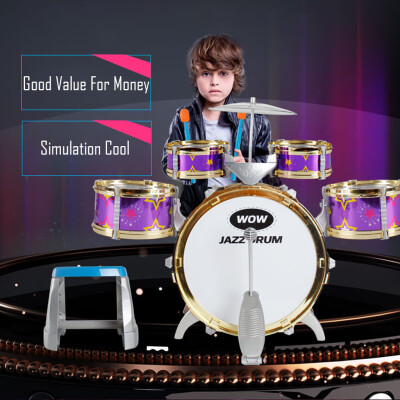 

Gobestart Kids Children Drum Kit Play Set Drums Musical Toy Instrument Pedal Stool