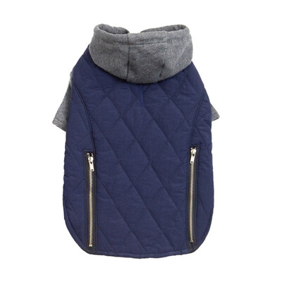 

Pet Dog Clothes Autumn And Winter Costume Clothing Decorative Zipper Color-patched Hooded Cotton-padded Overalls For Dogs