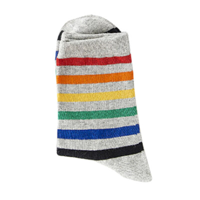 

Female Cool Cotton Socks Rainbow Striped Patterned Short Socks Female Colorful Happy Sock