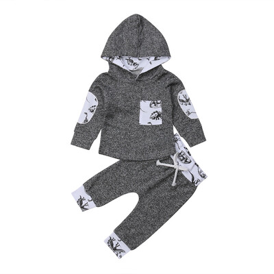 

Newborn Baby Boys Clothes Dinosaur Hooded Tops Sweatshirt Pants Set Infant Outfits