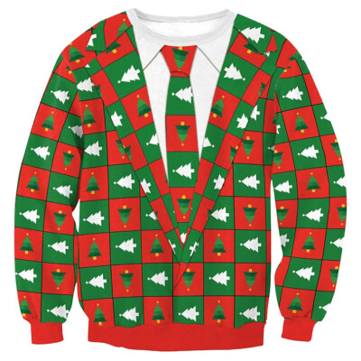 

Tailored Womens Winter Long Sleeve O Neck Christmas Tree Print Casual Blouse Tops