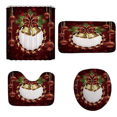 

Christmas Bell Pattern Bathroom Four-Piece 3D Digital Printing Multicolor Waterproof Bathroom Four-Piece