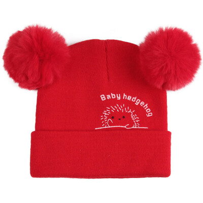 

Cute Winter Newborn Cute Warm Kids Girls Boys Baby Cartoon Bear Hats Knitted Wool Hemming Caps With Ball