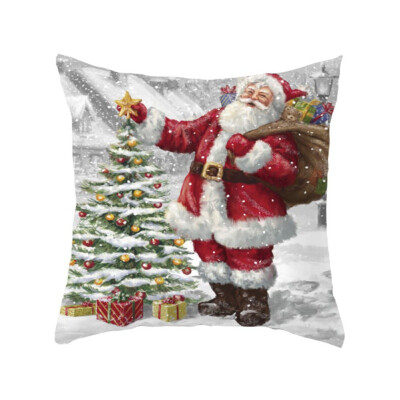 

Christmas Deer Snowman Pattern Cotton Linen Throw Pillow Case Cover Home Decorative Home Room Pillowcase