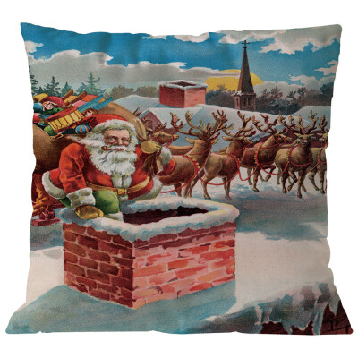 

Tailored Merry Christmas Pillow Cases Linen Sofa Cushion Cover Home Decor Pillow Core