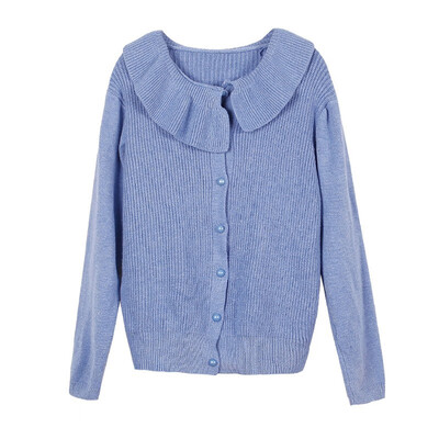 

Fall 2018 collection The sweater Sen is pure color coat female Lotus leaf collar