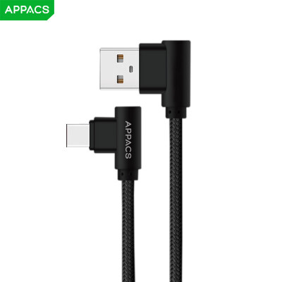 

APPACS Mobile Phone Cable USB Type C Cable 90 Degree Fast Charging USB-C For Samsung Huawei Nylon Data Cord For Charging