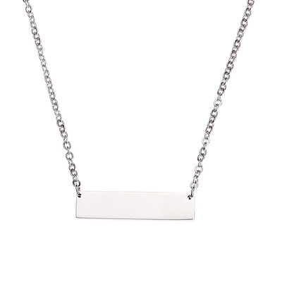 

New Personalized Blank Bar Pendant Necklace 3 Colors Stainless Steel Plate Necklace Jewelry