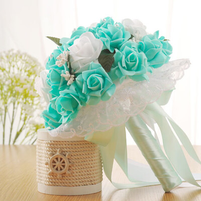 

Gobestart Crystal Roses Bridesmaid Wedding Bouquet Bridal Artificial Silk Flowers