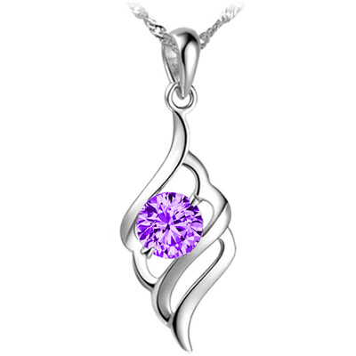 

2019 Colorful Crystal Luxury Feather Angel Wings Silver Charm Chocker Necklaces Pendants Fashion Jewelry For Women Drop shipping
