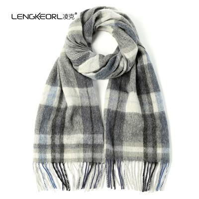 

Lingke LENGKEORL wool scarf mens plaid autumn&winter thick shawl dual-use simple Korean version of the wild tide winter collar male ZYLK01004 18 black gray plaid