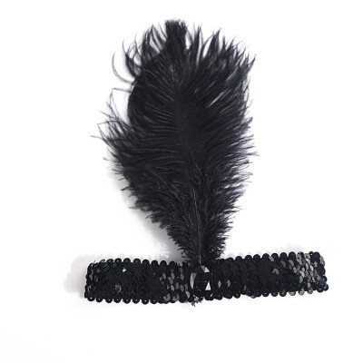 

Feather Headband 1920s Flapper Sequin Headpiece Costume Head Band Party Favor Headwear