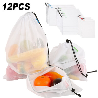 

Willstar 12pcsset 3 size reusable mesh produce bags washable Eco-Friendly vegetable toy mesh bag grocery storage