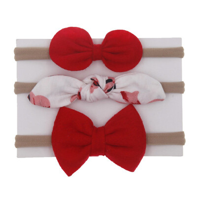 

3Pcs Cute Rabbit Ear Baby Headband Neonata Bow Flower Elastic Haarband Baby Girls Headbands Children Turban Hair Accessories Set