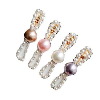 

4pcs Pearl Hairpins Bowknot Hair Clip Elegant Barrette Duckbill Styling Girls Head Accessories