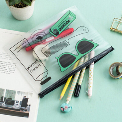 

Cute Creative Translucent Frosted PVC File Bag Document Bag Binder Pencil Bag Sundry Storage Bag