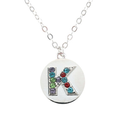 

Silver Alphabet Initial Letter A To Z Pendant Necklace Colorful Rhinestone Pendant Birthday Gifts Christmas Gifts For Women Girls