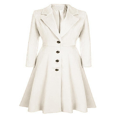 

Solid Notched Lapel Buttons Long Sleeves Coat