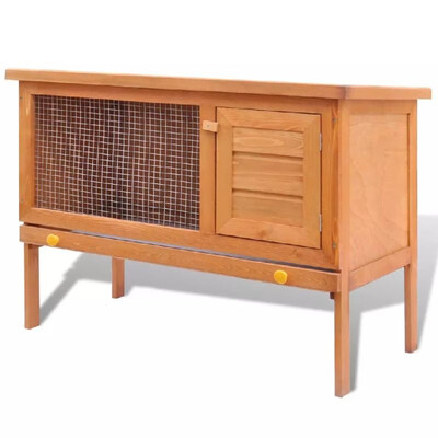 

Outdoor Rabbit Hutch Small Animal House Pet Cage 1 Layer Wood