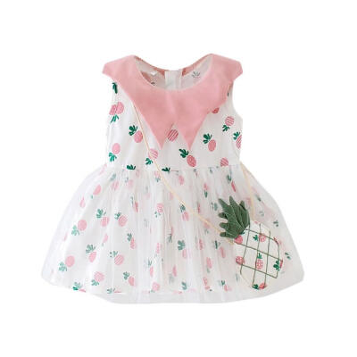 

Summer Baby Girl Casual Tutu Dress Toddler Pineapple Pattern Sleeveless Cotton Dresses Outfits With Bag 3-42M