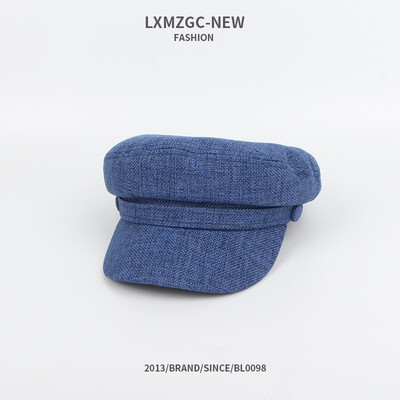 

Nethong Female Hat Korean Edition Simple Baitao Beret Female Flax Retro Navy Cap Explosion