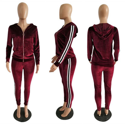 

Two Piece Set Autumn Women Sexy Long Sleeve Hooded Top And Pants Casual Women Suit Plus Size