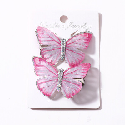 

New Baby Children Girl 2 Pcs Sets Hair Pin 9 Colors Sweet Candy Color High Quality Butterfly Grips Fashion Accessories Hairpin