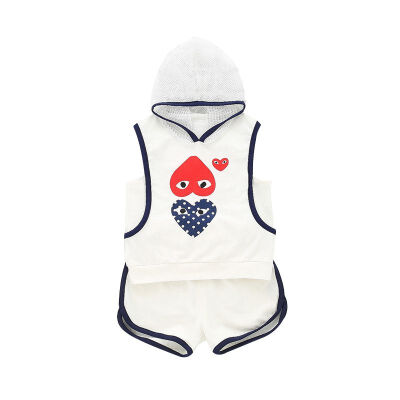 

Newborn Baby Girl Boy Clothes Sleeveless Heart Print Hoodie Vest TopsShorts Casual Outfits Sets 6M-3T