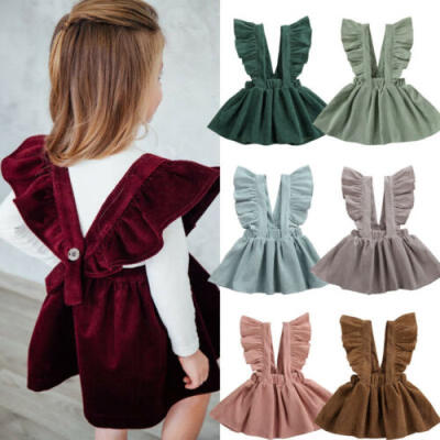 

Cute Toddler Baby Girls Ruffles Sleeveless Corduroy Tutu Dress Winter Outfits