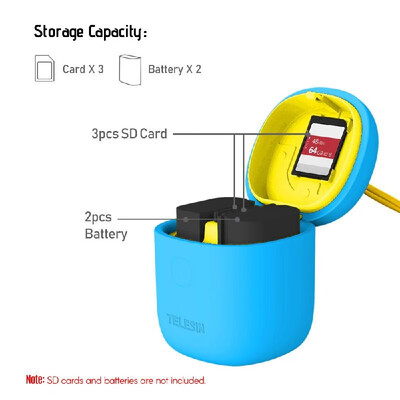 

TELESIN 3 In 1 Multifunctional Camera Battery Charger Kit Set with 2 Pcs Batteries with SD Card Reader & Storage Carrying Function
