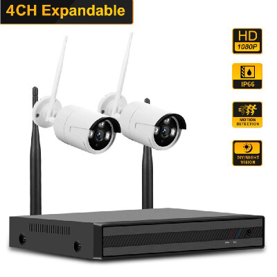 

4CH NVR 2 pcs1080P Camera Kit Night Vision IP Camera Security&Surveillance System Support Remote Control AU Plug