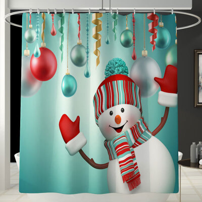 

Merry Christmas Happy New Year Santa Claus Christmas Tree Printed Shower Curtain Bathroom Curtain With Hooks Gift Christmas