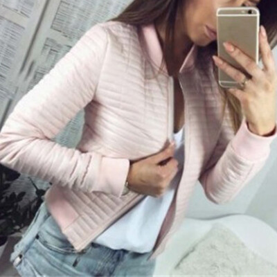 

Tailored Women Fashion Solid Jacket Slim Long Sleeve Zipper Winter Coats Pockets