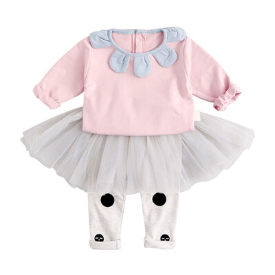 

Autumn Children Girl Cotton Clothes Set Long Sleeve Sweatshirt Skirt Trousers Kid Casual Outerwear Cute