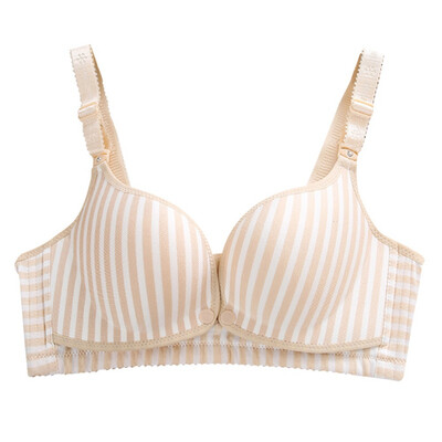 

Nursing Bra Striped Underwear Pregnancy Feeding Cotton Gathered Breathable Front Buckle Nursing Bra