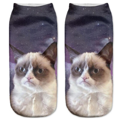 

1Pair 3D Socks Funny Low Cut Ankle Socks Unisex Adult Elastic Sock Cute Animal Cat Print Socks