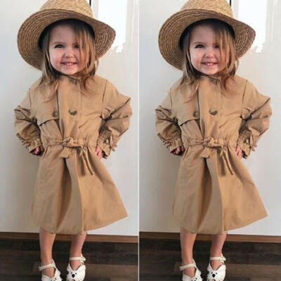 

UK Kid Baby Girl Wind Jacket Trench Coat Windbreaker Parka Overcoat Outwear Warm