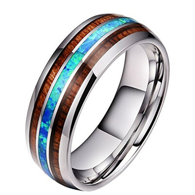 

8Mm Wood And Abalone Shell Tungsten Carbide Rings Wedding Bands For Men Jewelry Size 6-13