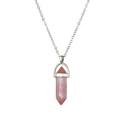 

Fashion Woman Girl Jewelry Gemstone Necklace Natural Stone Hexagonal Pointed Reiki Chakra Pendant Crystal Necklace Chain 13