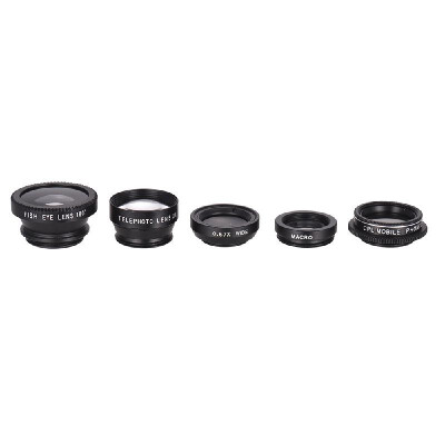 

Universal Mobile Phone Clip-on Lens Phone Lens Kit 067x Wide Angle Macro 180 Degree Fish Eye 2x Telephoto CPL Filter Lens