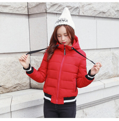 

2018 new short padded lady down padded jacket winter cotton-padded jacket&hat jacket for the Korean version of slim student