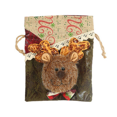 

Christmas Apple Bags With Small Plush Doll Ornament Drawstring Candy Treat Gift Bags For Holiday Party Favor Decoracion Navidad