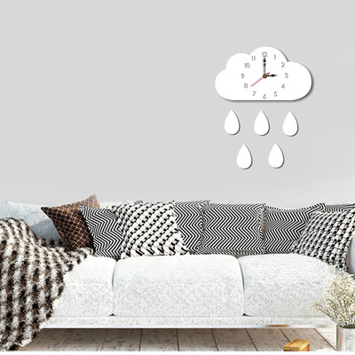 

Gobestart Nordic Style Cloud Wall Clock Silent Wooden Clock for Home Living Room