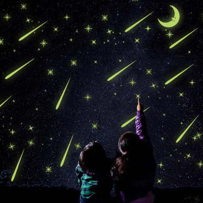 

Meteor Shower Wall Stickers Luminous Stars Home Decal Fluorescent Moon Glow In The Dark Stars On The Ceiling Glass Bedroom Decor