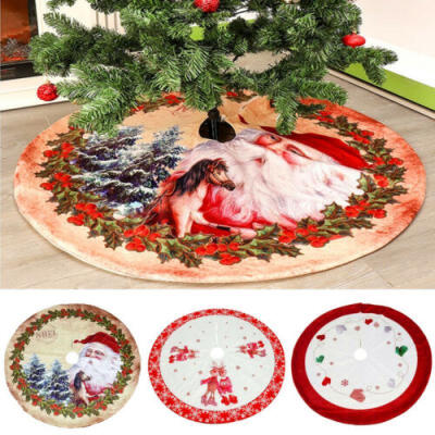 

120cm Merry Christmas Tree Skirt Floor Mat Cover Plush Rug XMAS Party Home Decor