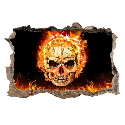 

Creative 3D Broken Hole Burning Skull Wall Decor Stickers Removable Self-Adhesive For Bedroom Living Room