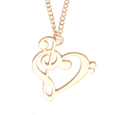

Fashion Necklace Note Gold Shaped Products Musical Pendant Special New Heart Simple