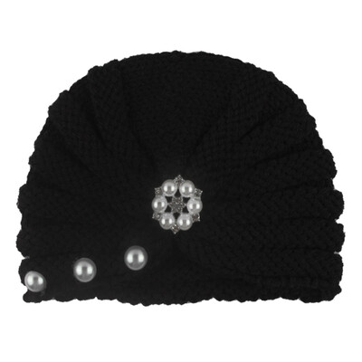 

Autumn Soft Cute Newborn Baby Pearl Design Girls Caps Infant Knitted Hat Turban Elastic Cap New