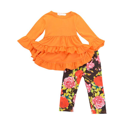 

2018 New Autumn Baby Girls Adorable Flower Print Outfits Set Toddler Warm Blouse Trousers Pants Clothes