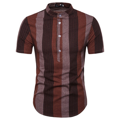 

Toponeto Men Casual Summer Striped Print Button Short Sleeve Hawaiian T-Shirt Top Blouses